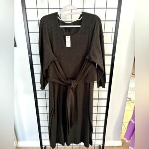 Lane Bryant Long Sleeve Wrap Sweater Gray Midi Dress NWT